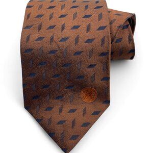 Gianni Versace Silk Tie Geometric Brown Office Business Formal Designer Italy